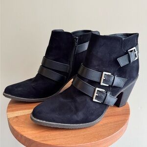 Mossimo Supply Co Black Heeled Ankle Booties with Buckle Straps Women's Size 11